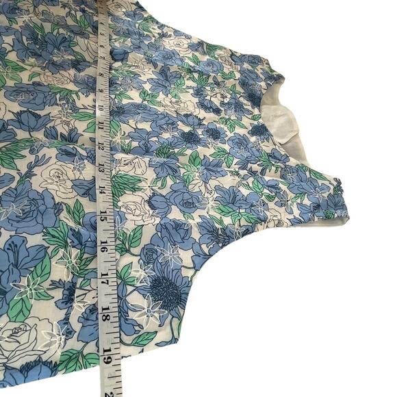 Poeta Floral Shift Dress Sz M Women’s NEW Sun Dress Tank Blue White Peekaboo - Picture 8 of 9